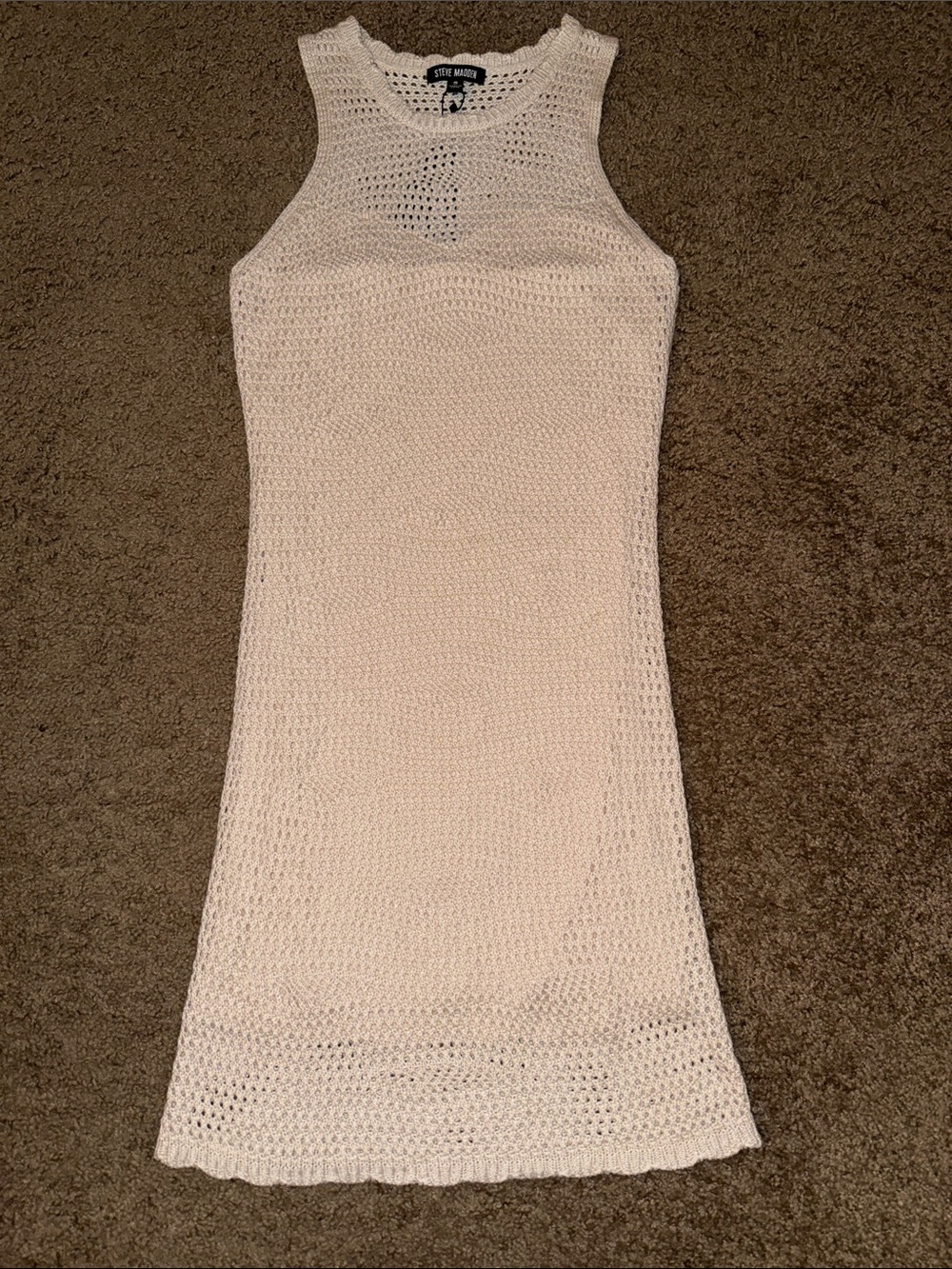 Steve Madden Cream Crochet Midi Tank Dress